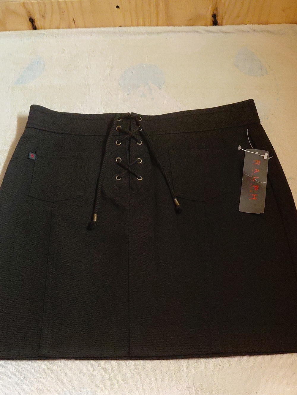 Ralph By Ralph Lauren Cotton Skirt With Cord Tie Front, Size 8, NWT, Black